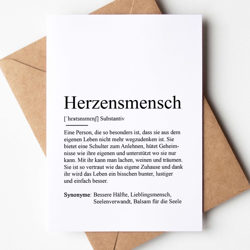 Grußkarte HERZENSMENSCH Definition - 1