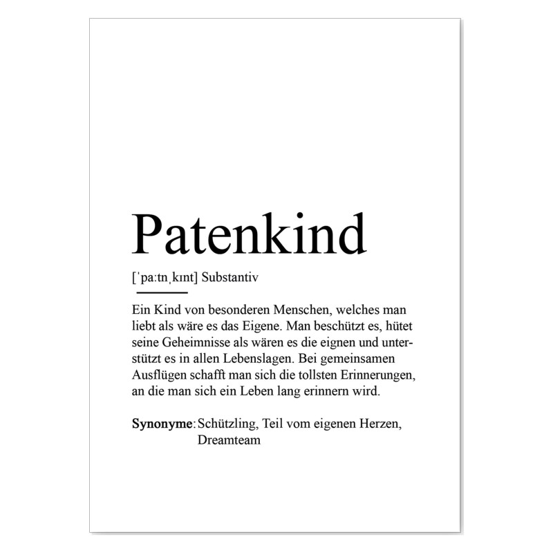 Postkarte PATENKIND Definition Herzensbotschaft für Dich